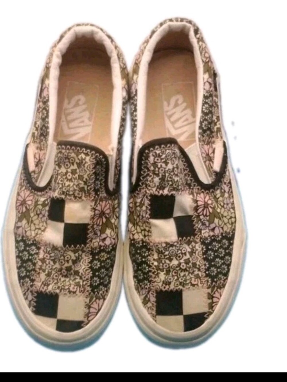Vans Platform Slip-On Patchwork Floral Checkerboard Sneakers 6